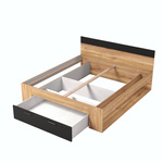 Beta – Łóżko 180/200 cm z Szufladami Dąb Mauvella Czarny mat