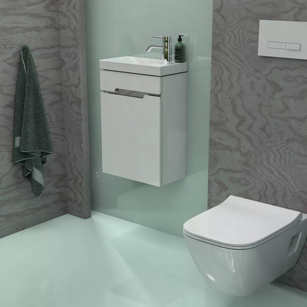 Szafka z Umywalką Prawa 40 cm SILVER UNI Biały Połysk Listwa Chrom Połysk
