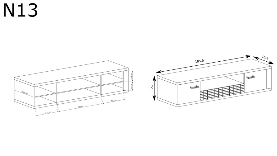 NATURAL-13 - Komoda RTV 2D1S Ribbeck