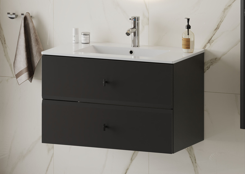 RAY-01 - Szafka pod Umywalkę 2S 80 cm Czarny Mat