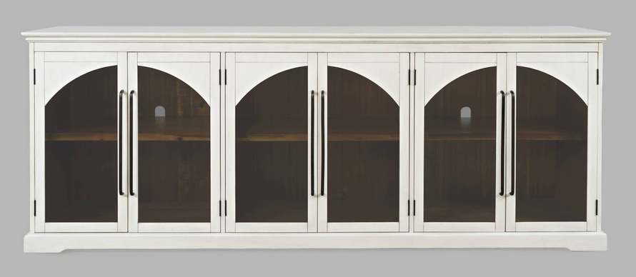 Avola AV2293-96 Komoda 244 cm biała drewno akacji przeszklone drzwi