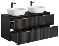 Podwójna Szafka 60 cm ADEL BLACK z umywalką SMILE i blatem 120 cm