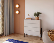 Jukon S - Komoda 4S Kaszmir Czarne Metalowe Nogi