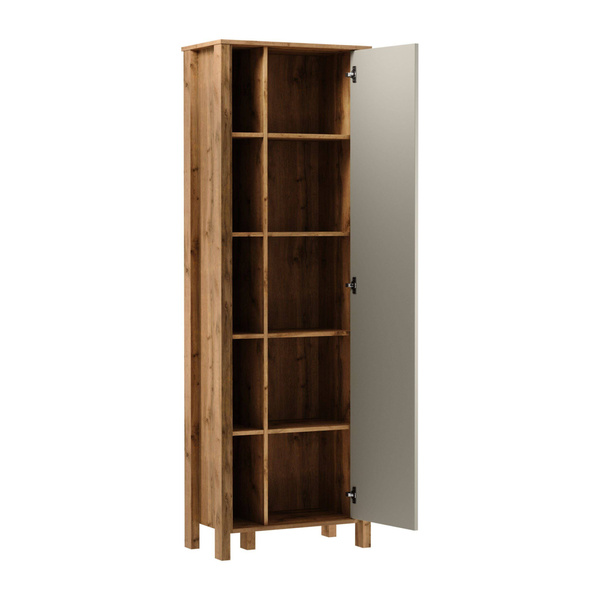 Indygo R1D - Regał 1-drzwiowy Dąb Wotan/Beżowy