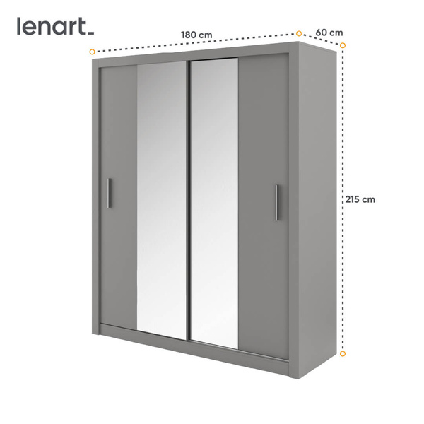 IDEA ID-03 - Szafa Przesuwna 2-drzwiowa Szara
