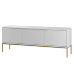 ASPEN-01 - Komoda RTV 3-drzwiowa Biały Mat Złoty Stelaż