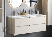 SONA-120 - Umywalka Meblowa Ceramiczna Dwukomorowa 120 cm Biały Połysk