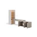 WOOW SET-WOS8PVB - Zestaw Komoda i Biurko Prawe/Regał Szeroki Szampański/Dąb Vincenza Bielona/Clay Grey