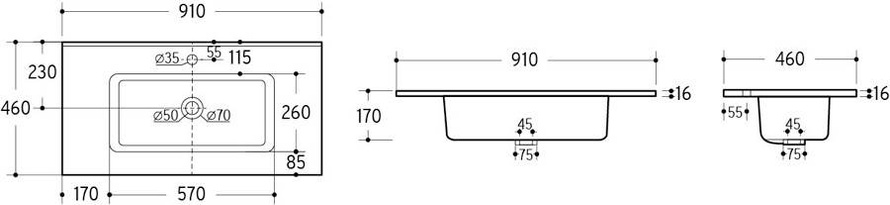 GO 90-8095 umywalka meblowa 91 x 46cm