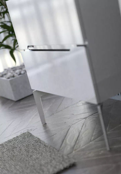 Oristo Szafka Pod Umywalkę 80 cm SILVER UNI Biały Połysk Listwa Chrom Połysk