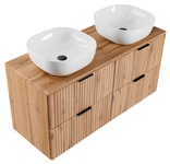 Podwójna Szafka 60 cm ADEL OAK z umywalkami SMILE i blatem 120 cm