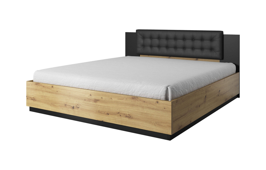 Sigma Łóżko 180 cm Dąb Artisan / Czarny Mat