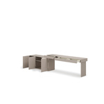 WOOW SET-WOS4P - Zestaw Komoda i Biurko Prawe Szampański/Dąb Vincenza Bielona/Clay Grey