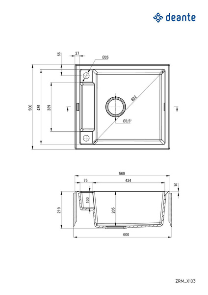 Zlewozmywak granitowy magnetyczny 1-komorowy Magnetic