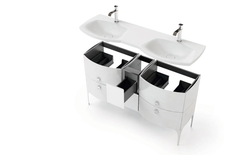 Oristo Szafka pod umywalkę 82 cm 2S LOUIS czarna połysk