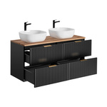 Zestaw 120 cm ADEL BLACK z Podwójna Szafka z Blatem i Umywalkami Smile
