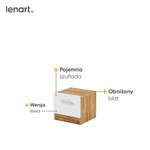 DENTRO DT-03L - Stolik Nocny 1S Biały/Dąb Stirling