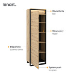 QUANT QA-02 - Szafa 1-drzwiowa Z Oświetleniem Dąb Artisan/Czarna