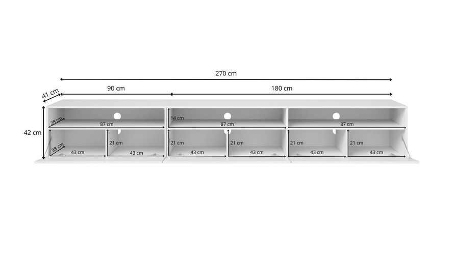 Baros Szafka RTV 3-drzwiowa Biały / Biały Połysk