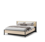 ENNA EN-02(160) - Łóżko 160 cm ze Stelażem i Oświetleniem LED Beżowy Czarny