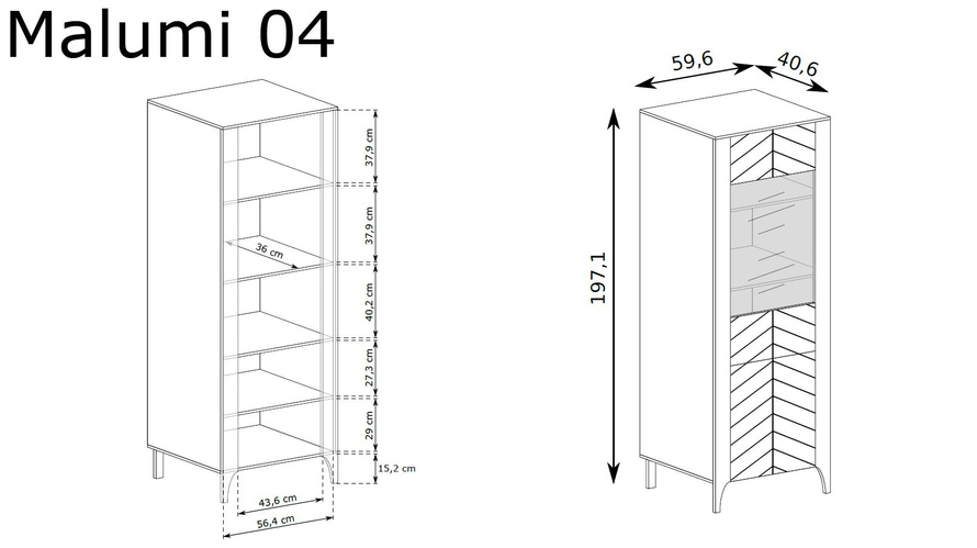 MALUMI-4 - Witryna 1-drzwiowa Czarny Painflow