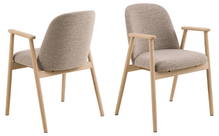 Actona Krzesło do Jadalni z Podłokietnikiem Leo Beżowy Dąb Naturalny