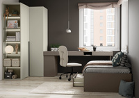 WOOW SET-WOS2L - Zestaw Kontenerek/Biurko Lewe i Łóżko Szampański/Dąb Vincenza Bielona/Clay Grey