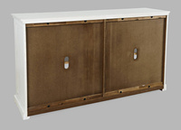 Avola AV2293-65 Komoda 165 cm biała drewno akacji przeszklone drzwi