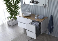 Oristo Szafka Pod Umywalkę 60 cm SILVER UNI Biały Połysk Listwa Chrom Połysk