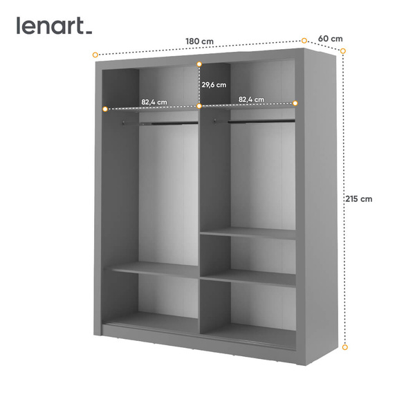 ARTI AR-03 - Szafa Przesuwna 2-drzwiowa Szara