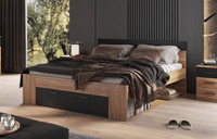 Beta – Łóżko 180/200 cm z Szufladami Dąb Mauvella Czarny mat