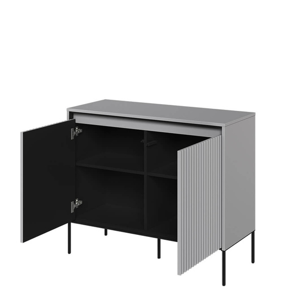 TREND TR-02 - Komoda 2-drzwiowa Z Oświetleniem Szara/Czarna