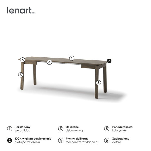 PLOT PT-02 - Stół Rozkładany 104-224 cm Dąb Ciemny