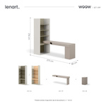 WOOW SET-WOS9PE - Zestaw Kontenerek i Biurko Prawe/Regał Szampan/Eukaliptus