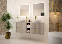 AQUA-02 - Szafka pod Umywalkę z Blatem i Regałem 4S 140cm Kaszmir Zestaw-7