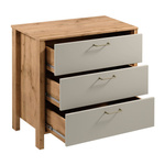 Indygo K3S - Komoda 3 Szuflady Dąb Wotan/Beżowy
