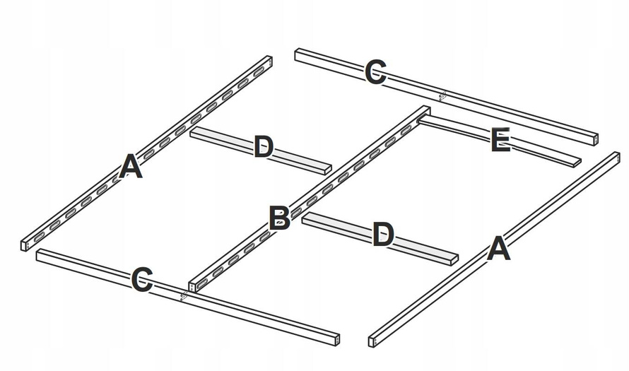 LM-36-ZV2 - Stelaż Do Łóżka 160x200 cm Odległość Listew 6 cm
