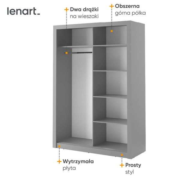 ARTI AR-04 - Szafa Przesuwna 2-drzwiowa 150 cm Szara