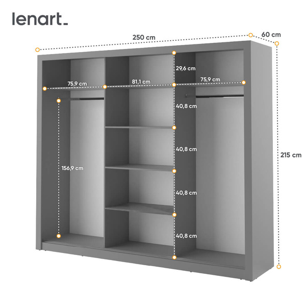 ARTI AR-02 - Szafa Przesuwna 3-drzwiowa Szara
