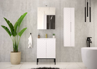 ASPEN-09 - Szafka z Umywalką 2D 60cm Biały Mat Zestaw-3 Czarny Stelaż