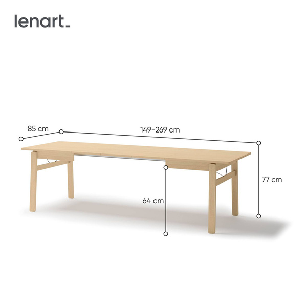 PLOT PT-01 - Stół Rozkładany 149-269 cm Dąb Jasny