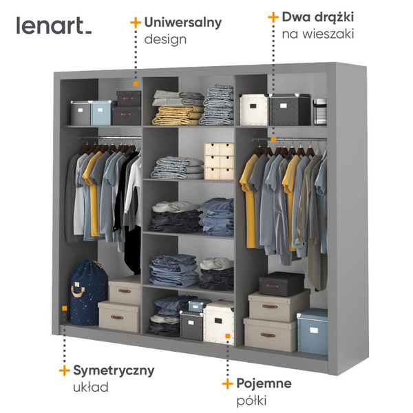 IDEA ID-01 - Szafa Przesuwna 3-drzwiowa Szara