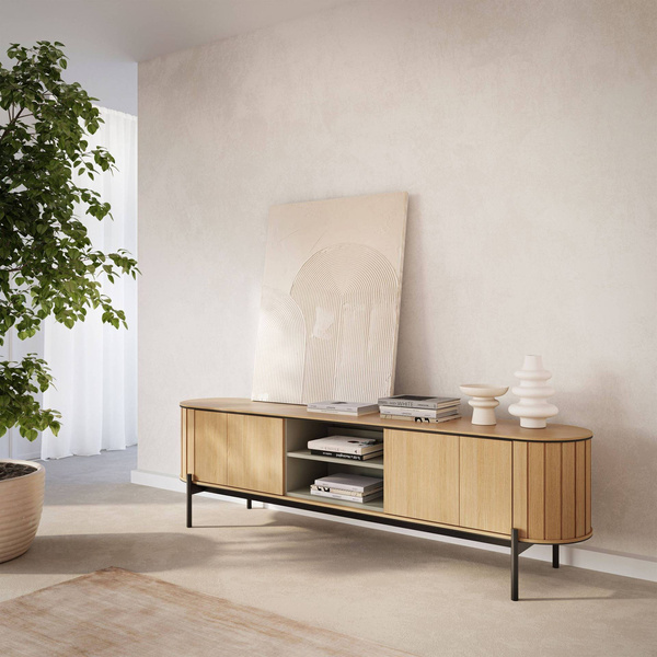 ROTTO RT-06 - Komoda RTV 2-drzwiowa z Wnęką Dąb Vincenza/Eukaliptus