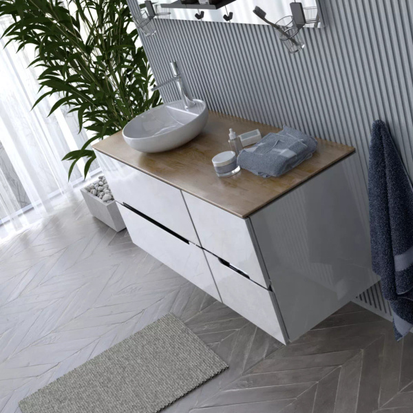 Oristo Szafka Pod Umywalkę 60 cm SILVER UNI Biały Połysk Listwa Chrom Połysk