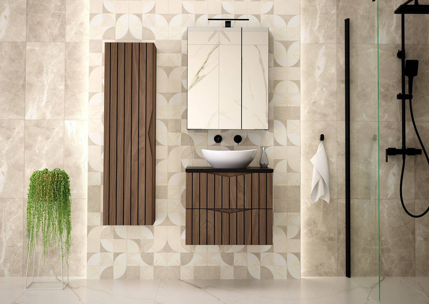 STELLA-02 - Szafka pod Umywalkę z Blatem 2S 60cm Orzech Zestaw-1