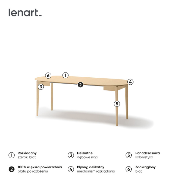 PLOT PT-05 - Stół Rozkładany 90-210 cm Dąb Jasny