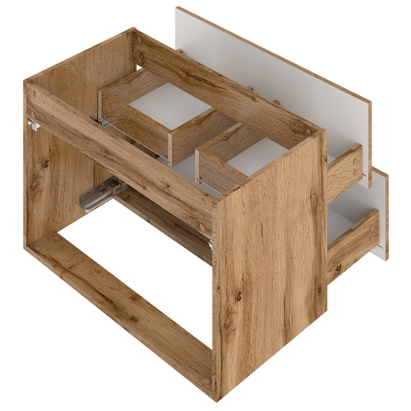 WOOD-01 - Szafka pod Umywalkę z Blatem 2S 80cm Dąb Wotan Zestaw-1