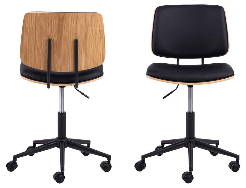 Actona Krzesło Biurowe Obrotowe Owen Czarny Mat Dąb Olejowany