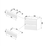 VESPER-02 - Szafka pod Umywalkę z Blatem i Regałem 4S 140cm Czarny Mat Zestaw-7