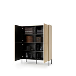 FLOW FW-02 - Komoda 4D z Oświetleniem Dąb Vincenza Bielona Czarny Mat